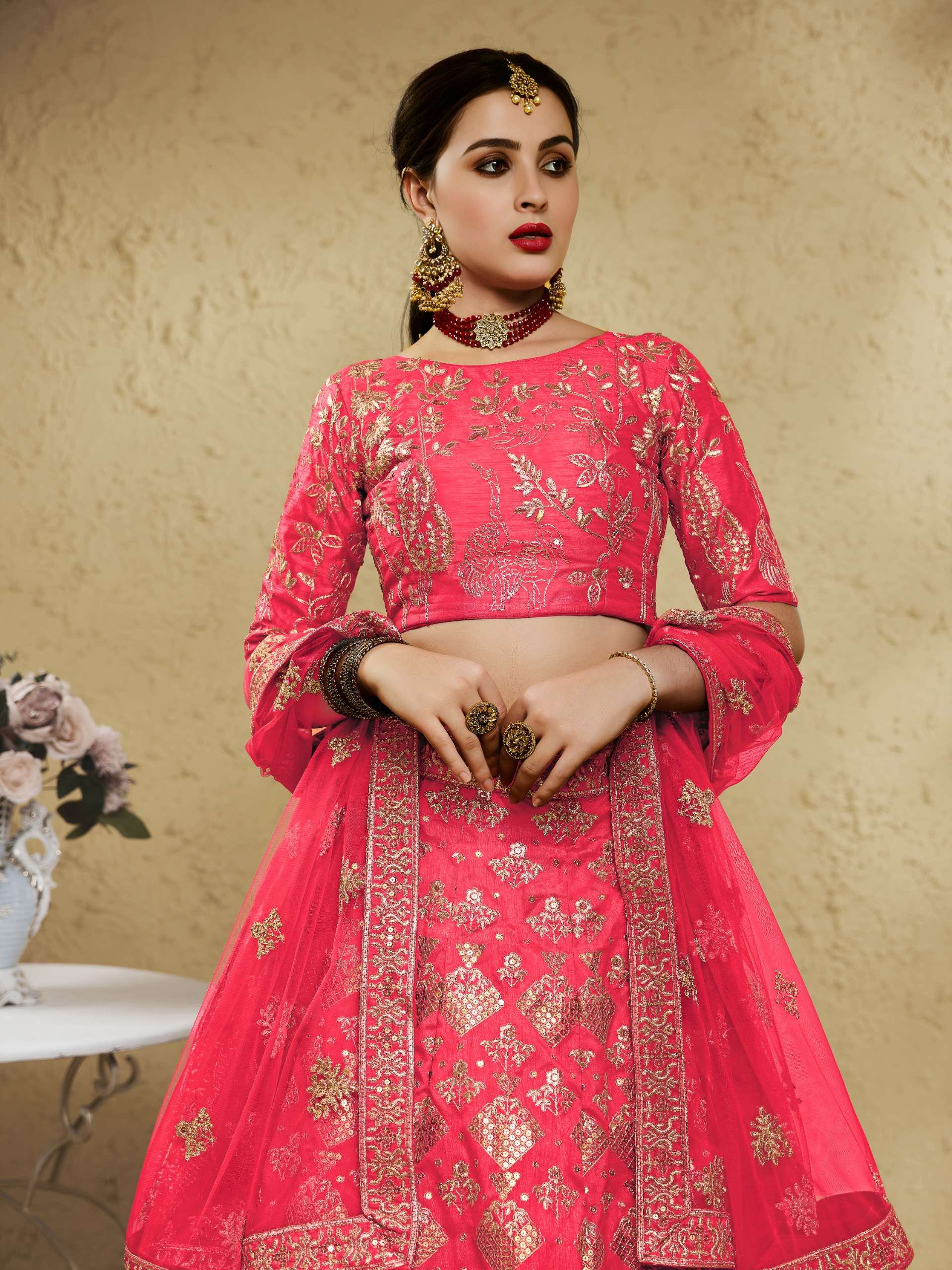  Coral Peach Heritage Beautiful Colour with Made of Art Silk Fabric Lehenga Choli Reseller In Surat 7055 Peach